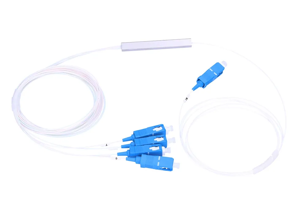 1:4 PLC fibre splitter with SC/UPC connectors for FTTH and PON networks